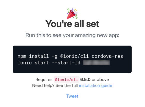 The wizard gives you a CLI command with an ID for you to run on your machine